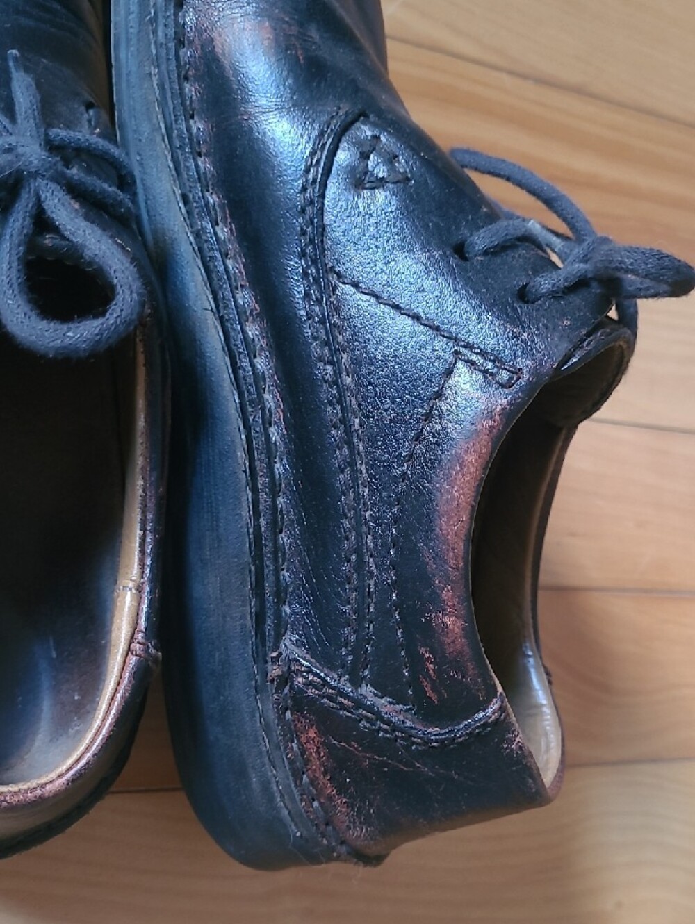 Vintage Birkenstock Black Leather Lace-Up Flats with Rounded Toe